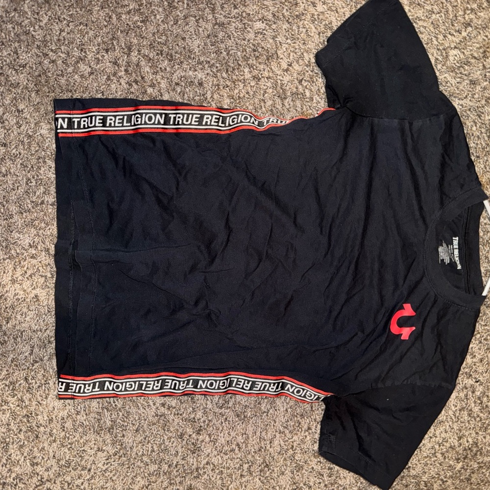 True Religion Black and Red Sporty Short Sleeve Tee
